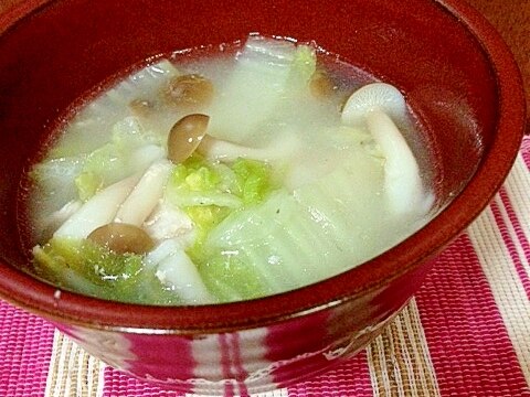 鶏がら塩糀スープの素で簡単白菜スープ